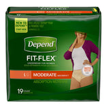 Depend Fit-Flex Women's Incontinence Underwear Moderate Absorbency Blush Large 19 Count