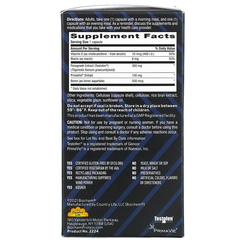 Biochem Natural Testosterone 60 Vegetable Capsules