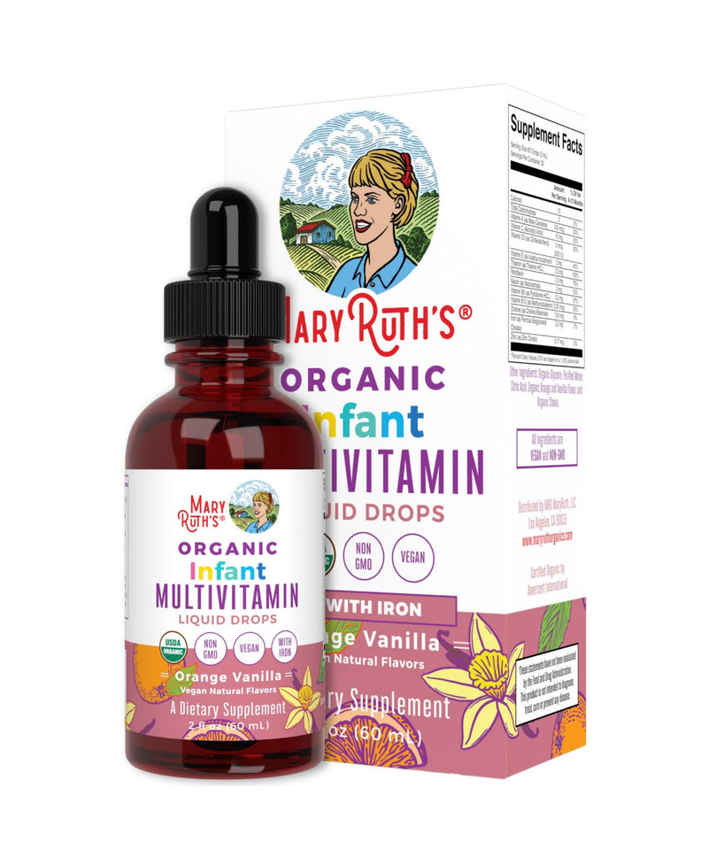 Mary Ruth's Multivitamin Liquid Drops for Infants  Vitamin A  C  D  Zinc  Sugar Free  Vegan  Non-GMO  2 fl oz