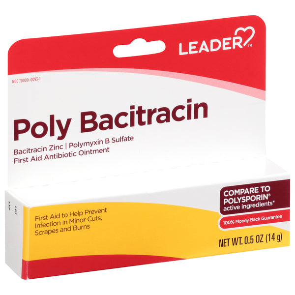 Leader Health Care First Aid, Antibiotic Ointment, Poly Bacitracin, 0.5 Oz