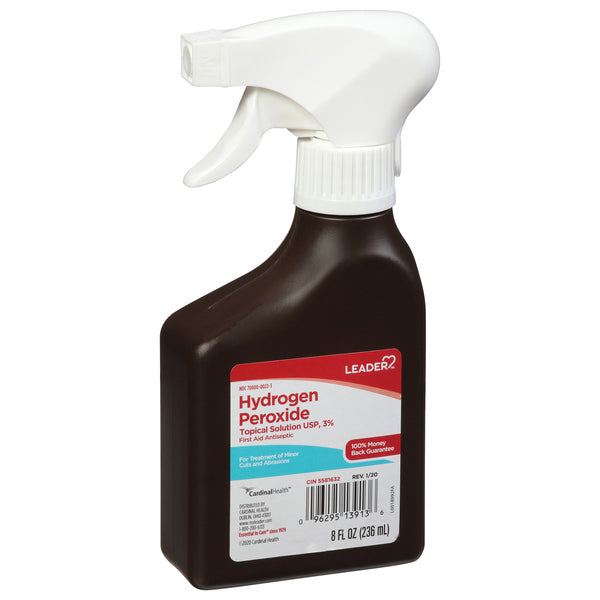 Leader Hydrogen Peroxide 3% First Aid Antiseptic Spray, 8 fl oz, 2 Pack