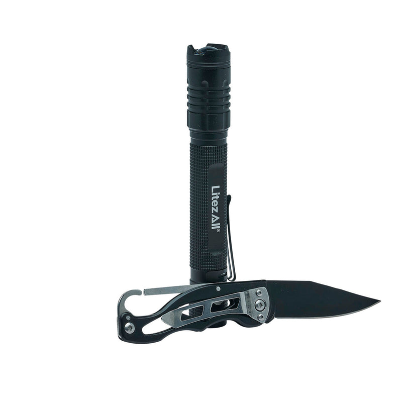 Litezall Tacticalgrade Flash Light & Pocket Knife 2Pc