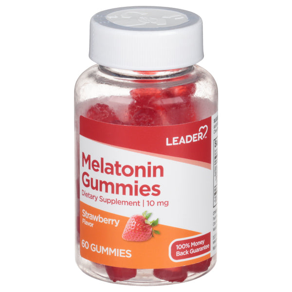 Leader Health Care Melatonin Gummies 10mg, Strawberry Flavor