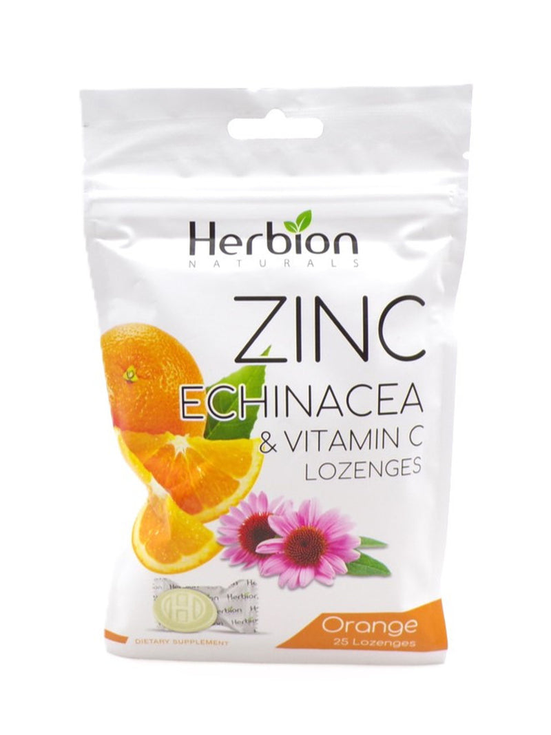 Herbion Zinc, Echinacea & Vitamin C Lozenges, Orange, 25 ct