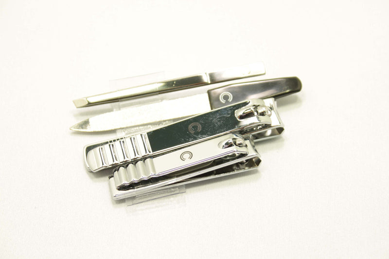 Basicare Stainless Steel Manicure Tool Kit with Clippers, Tweezers and Nail File, 4 Piece