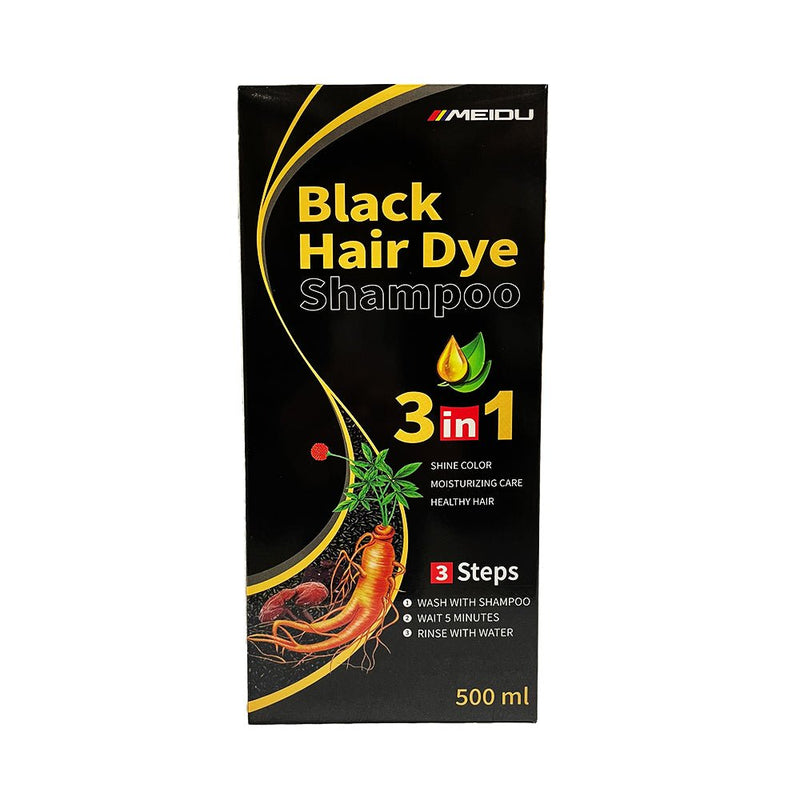 Meidu 3 in 1 Natural Hair Dye Color Shampoo Black 500 ml