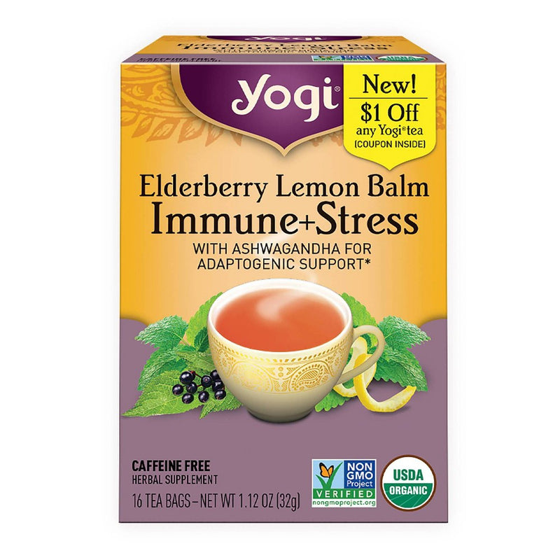 Yogi Tea Elderberry Lemon Balm Immune + Stress 16ct