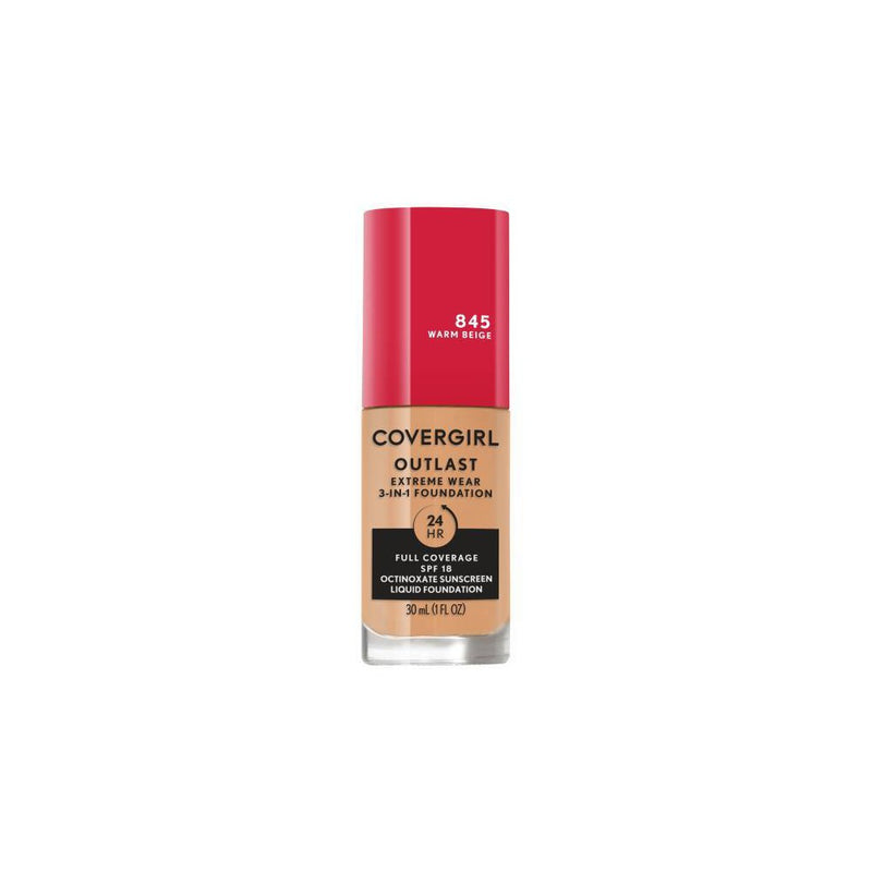 CoverGirl Outlast 3-in-1 Foundation SPF 18, Warm Beige, 1 fl oz