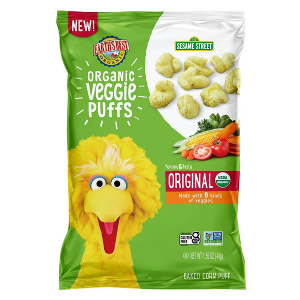 Earth's Best Organic Veggie Puffs Sesame Street Toddler 1.55 Oz