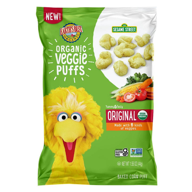 Earth's Best Organic Veggie Puffs Sesame Street Toddler 1.55 Oz