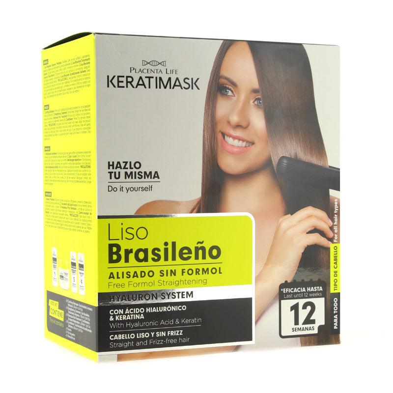 Placenta Life Keratimask Hair Straightening Kit with Hyaluronic Acid, Formaldehyde-Free