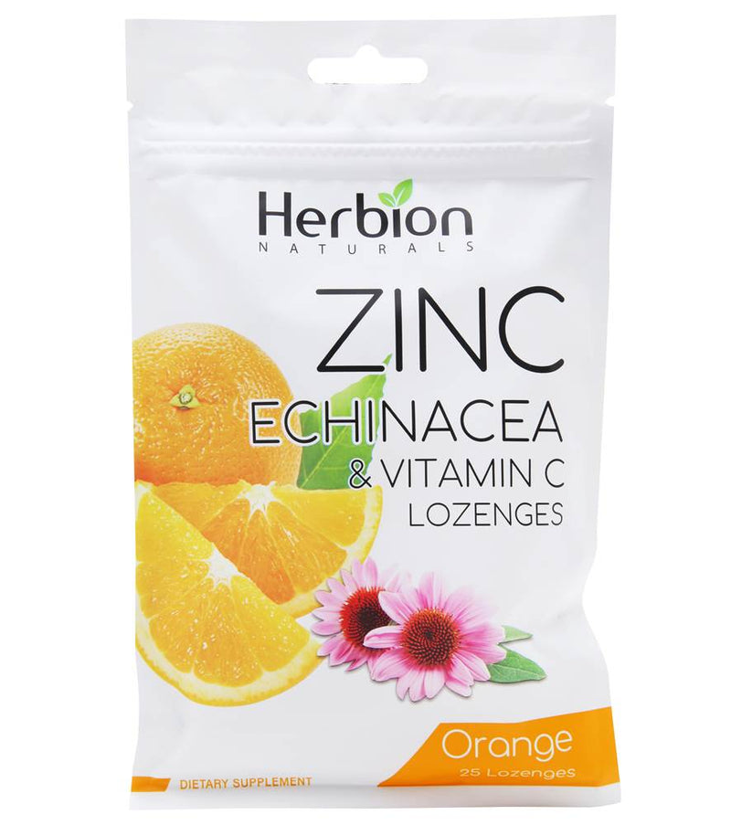 Herbion Zinc, Echinacea & Vitamin C Lozenges, Orange, 25 ct