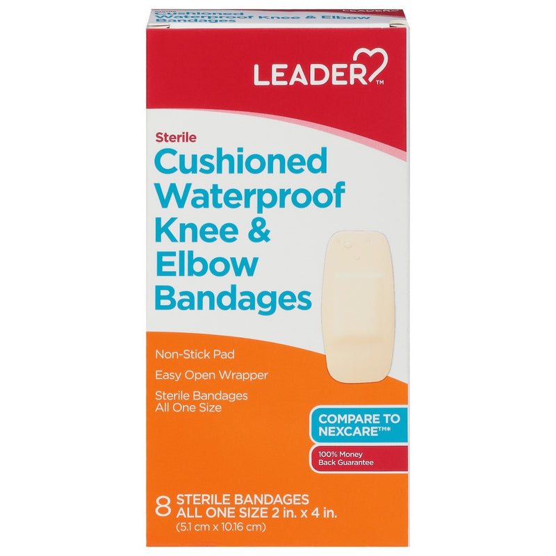 Leader Waterproof Knee & Elbow Bandages, Sterile Cushioned