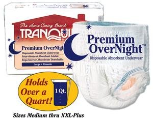 Tranquility Premium Overnight Absorbent Underwear, Large 44in-54in, 16 Pack