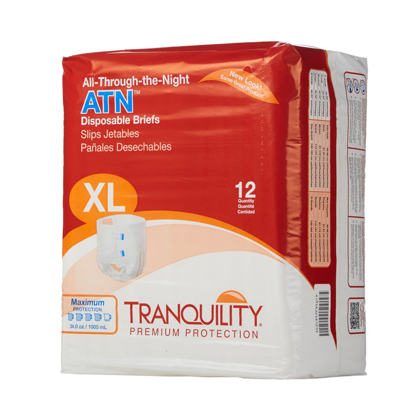 TRANQUILITY ATN Incontinence Brief, Extra Large, White 12 ct