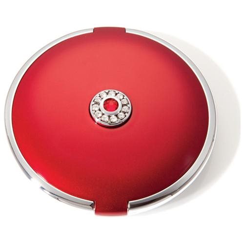 Brandon 7x Rhinestone Compact Mirror, Ruby, Small Round