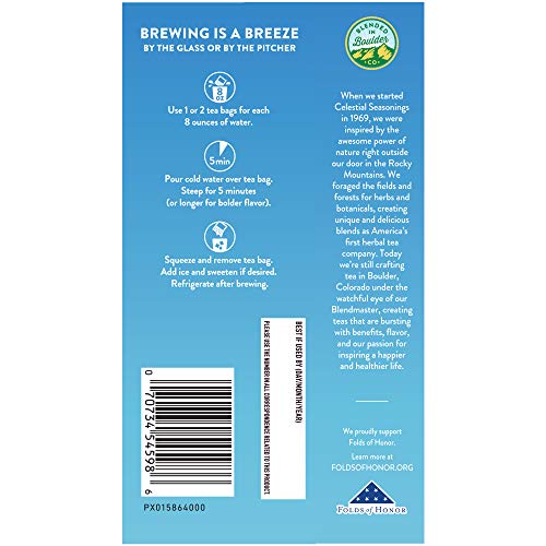 Celestial Seasonings Cold Brew Red White Blueberry Tea, 18 Tea Bags