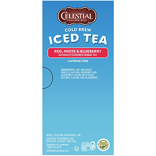 Celestial Seasonings Cold Brew Red White Blueberry Tea, 18 Tea Bags