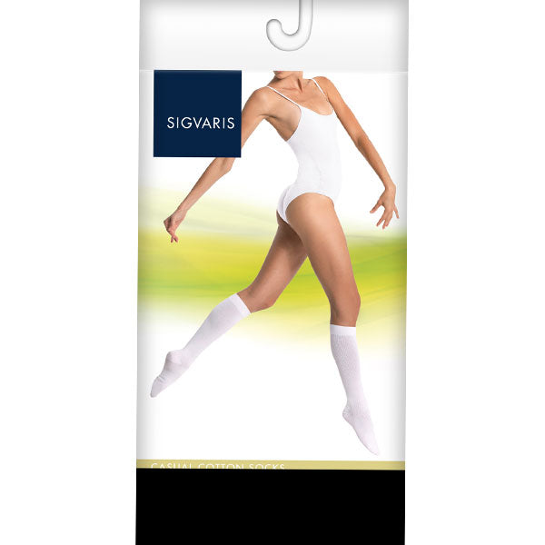Sigvaris Casual Cotton Calf Compression Socks, 15-20 mmHg, White, Size A