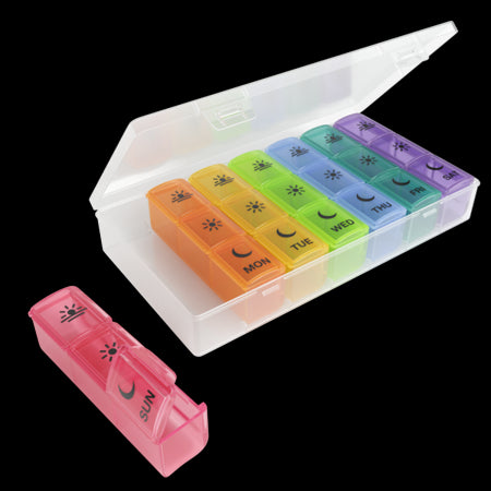 Ezy Dose Weekly (7-Day) Pill Organizer  3 Times a Day  Travel Pill Planner  Rainbow