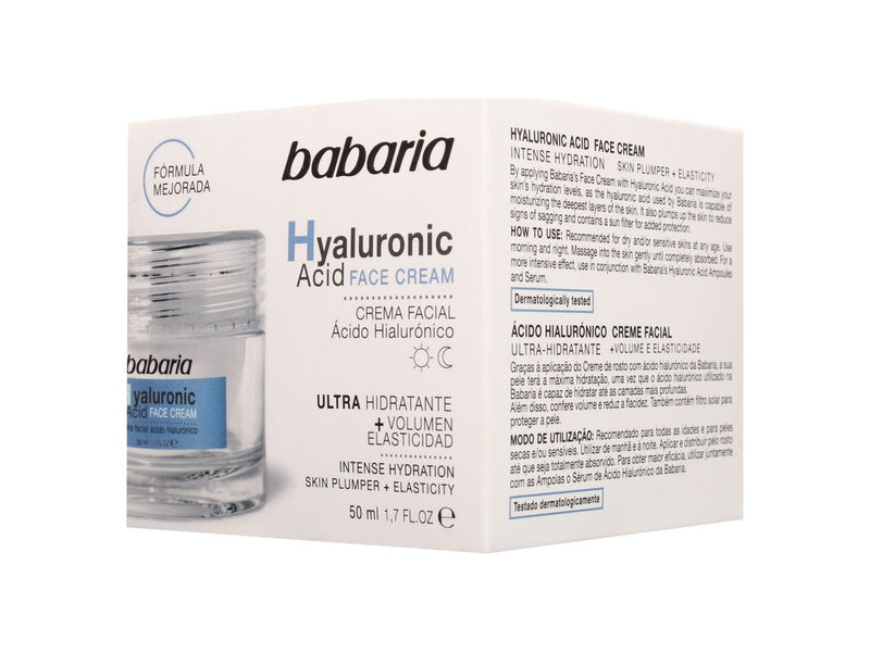 Crema facial de ácido hialurónico babaria 50 ml