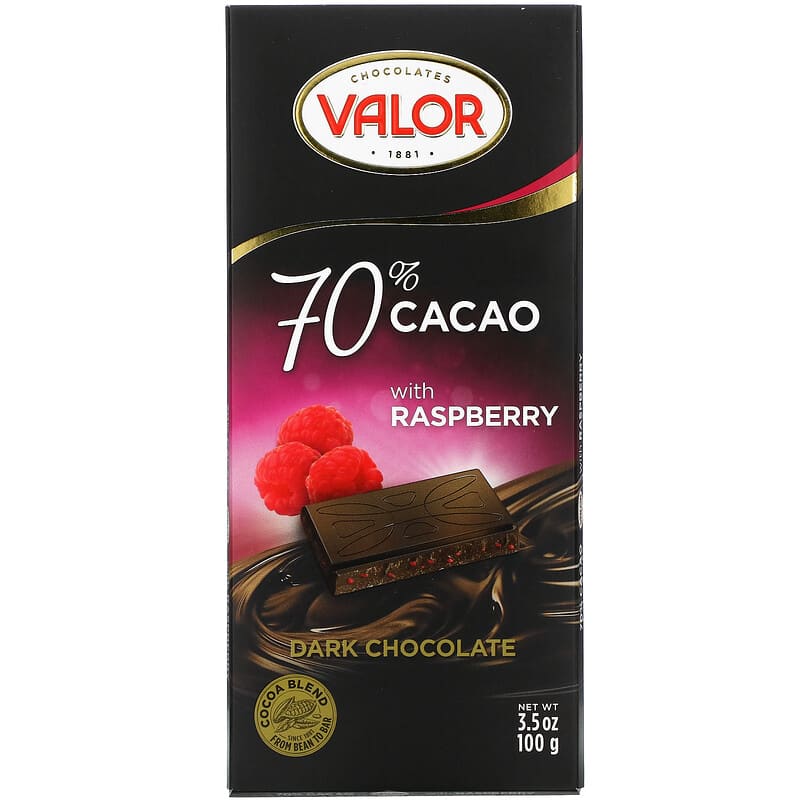 Valor Dark Chocolate 70% With Raspberry Forest Fruit 3.5Oz