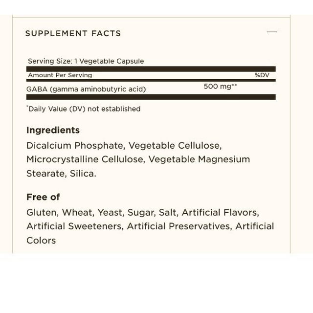 Solgar GABA 500mg Vegetable Capsules 50ct