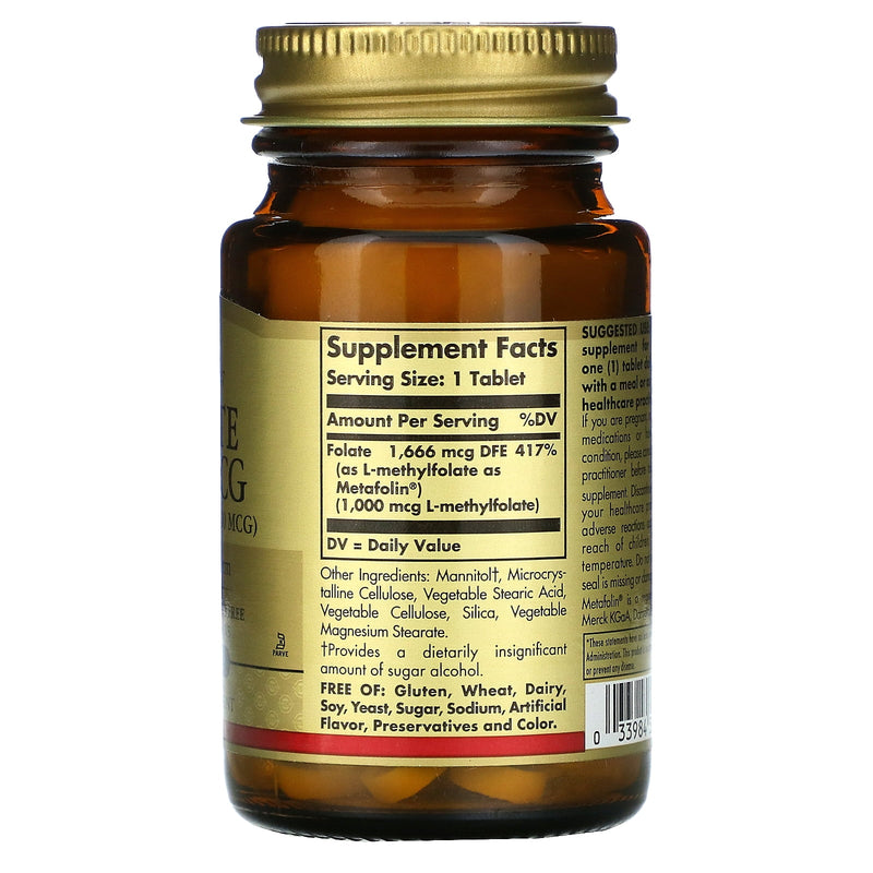 Solgar Folate Tablets 1000mcg Body Ready Form 60ct