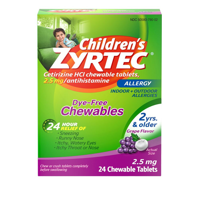 Zyrtec para niños alergias masticables uva 24ct