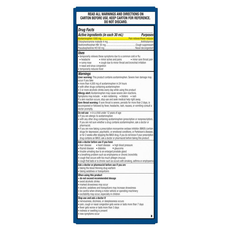 Theraflu-D Flu Relief + Nasal Descongestant Nighttime 8oz