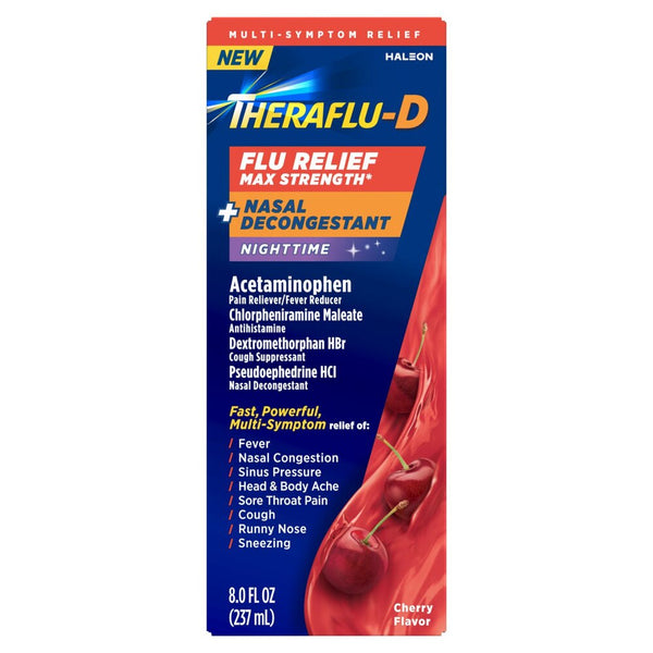 Theraflu-D Flu Relief + Nasal Descongestant Nighttime 8oz