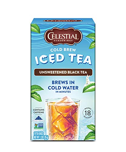Celestial Seasonings Cold Brew Unsweetened Black Tea, 18 Tea Bags, 1.2 Oz