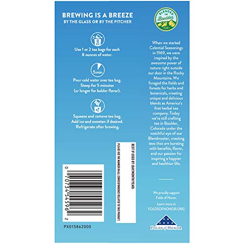 Celestial Seasonings Cold Brew Unsweetened Black Tea, 18 Tea Bags, 1.2 Oz