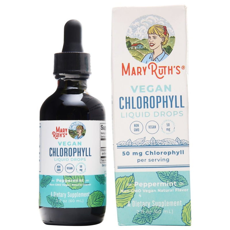 Mary Ruth's Vegan Chlorophyll Liquid Drops Peppermint Supplement Vitamin 50 Mg 2 Fl Oz Liquid