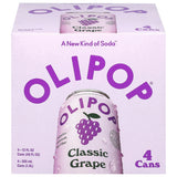 Olipop Classic Grape Prebiotic Soda, 12 Fl Oz, 4 Pack