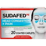 Sudafed PE Head Congestion + Pain Relief Caplets, 20 ct