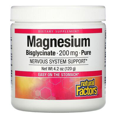 Natural Factors, Magnesium Bisglycinate Pure, 200mg 4.2 Oz