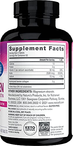 NeoCell Collagen Peptides Dietary Supplement Tablets, 180 Ct
