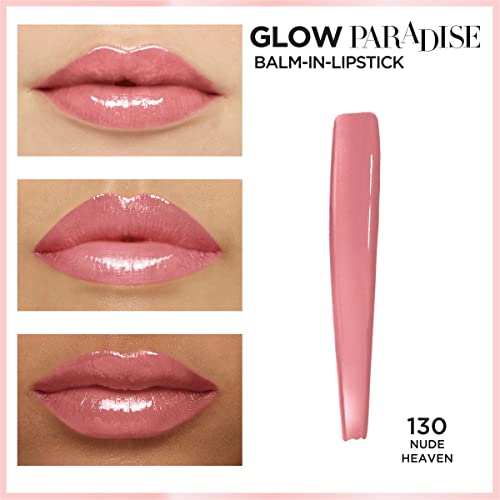 L'Oréal Paris Glow Paradise Balm-in-Lipstick with Pomegranate Extract, Nude Heaven, 0.1 Oz