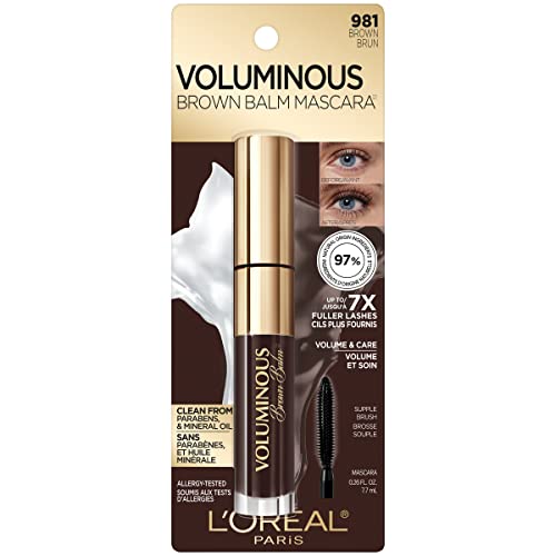 L'Oréal Paris Voluminous Balm Volumizing Vegan Mascara, Brown, 0.26 Fl Oz