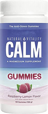 Natural Vitality Vegan Natural Calm Gummies for Stress - Raspberry Lemon - 60ct