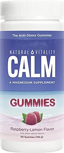 Natural Vitality Vegan Natural Calm Gummies for Stress - Raspberry Lemon - 60ct