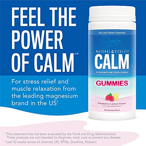 Natural Vitality Vegan Natural Calm Gummies for Stress - Raspberry Lemon - 60ct