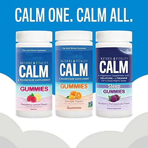 Natural Vitality Vegan Natural Calm Gummies for Stress - Raspberry Lemon - 60ct