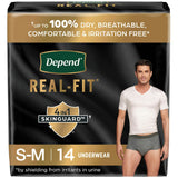 Depend Real Fit Incontinence Underwear for Men, Maximum Absorbency, Grey, S/M, 28 ct