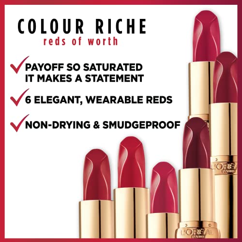 L'Oréal Paris Color Riche Lipstick, 189 Ambitious Red, 0.13 Oz