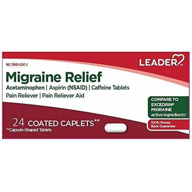 Líder Migraine Relief 24 Caplets recubiertos