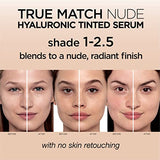 L'Oréal Paris True Match Nude Hyaluronic Tinted Serum Foundation, 1-2.5 Rosy Light, 1 Fl Oz