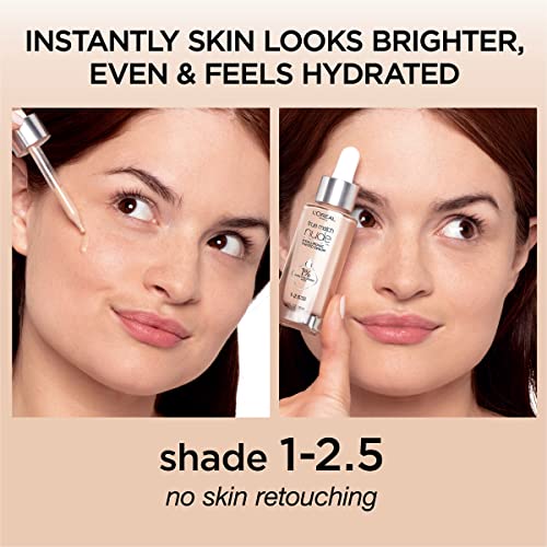 L'Oréal Paris True Match Nude Hyaluronic Tinted Serum Foundation, 1-2.5 Rosy Light, 1 Fl Oz