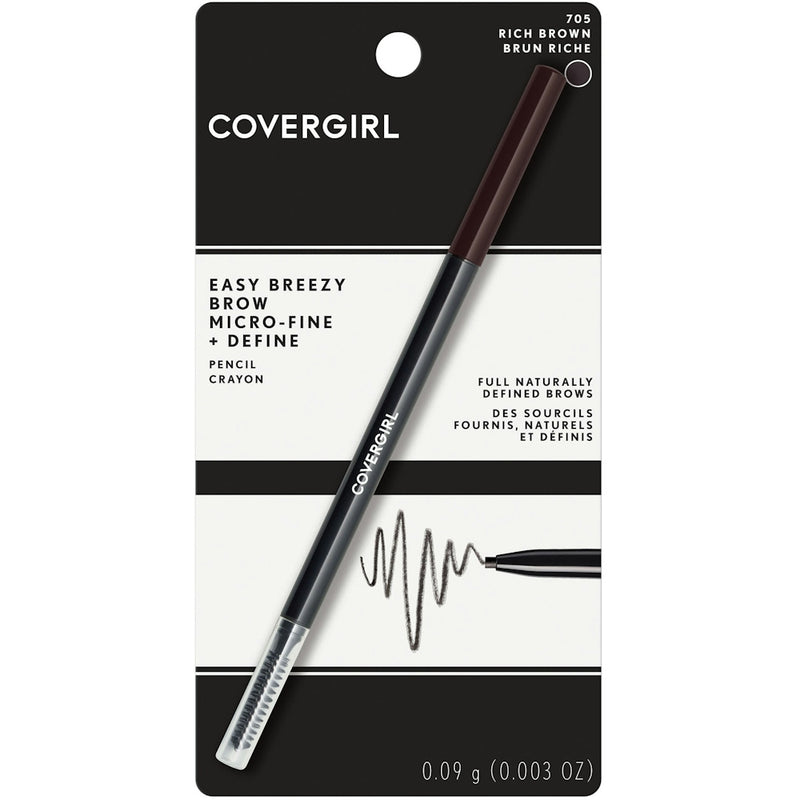 CoverGirl Easy Breezy Brow Fill + Define Pencil, Rich Brown